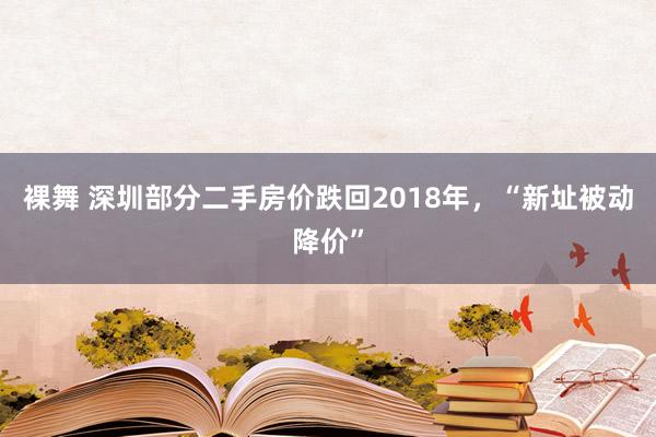 裸舞 深圳部分二手房价跌回2018年，“新址被动降价”