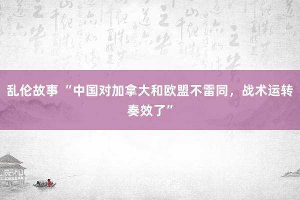 乱伦故事 “中国对加拿大和欧盟不雷同，战术运转奏效了”