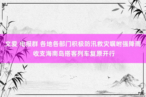 文爱 电报群 各地各部门积极防汛救灾嘱咐强降雨 收支海南岛搭客列车复原开行