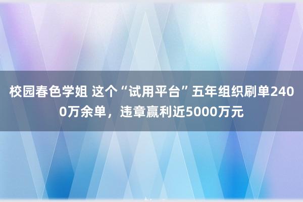 校园春色学姐 这个“试用平台”五年组织刷单2400万余单，违章赢利近5000万元