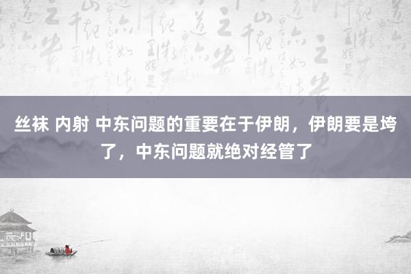 丝袜 内射 中东问题的重要在于伊朗，伊朗要是垮了，中东问题就绝对经管了