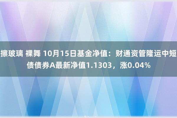 擦玻璃 裸舞 10月15日基金净值：财通资管隆运中短债债券A最新净值1.1303，涨0.04%