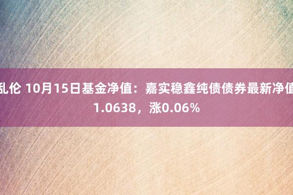 乱伦 10月15日基金净值：嘉实稳鑫纯债债券最新净值1.0638，涨0.06%