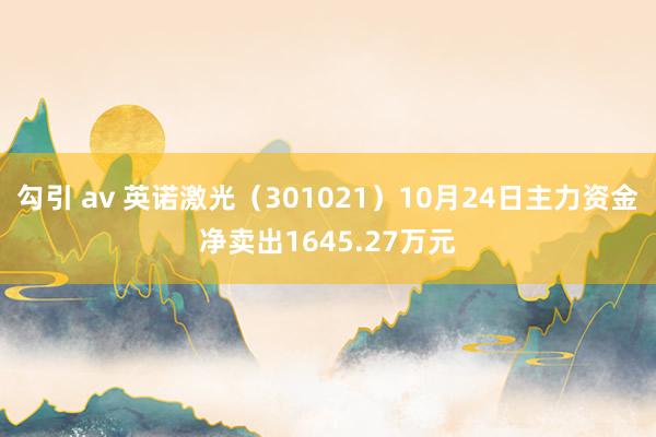 勾引 av 英诺激光（301021）10月24日主力资金净卖出1645.27万元