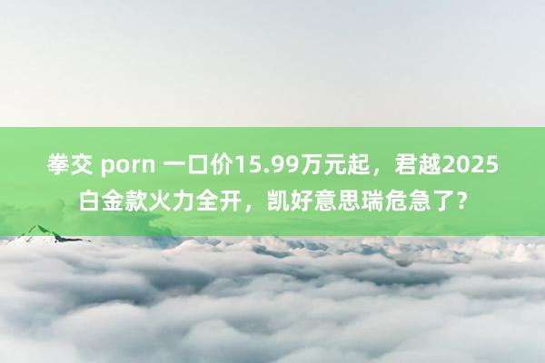 拳交 porn 一口价15.99万元起，君越2025白金款火力全开，凯好意思瑞危急了？