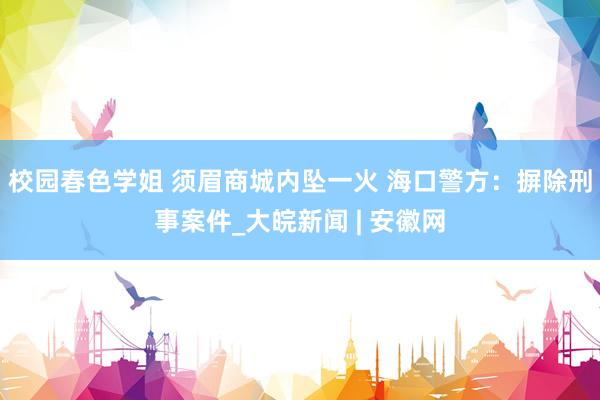 校园春色学姐 须眉商城内坠一火 海口警方：摒除刑事案件_大皖新闻 | 安徽网