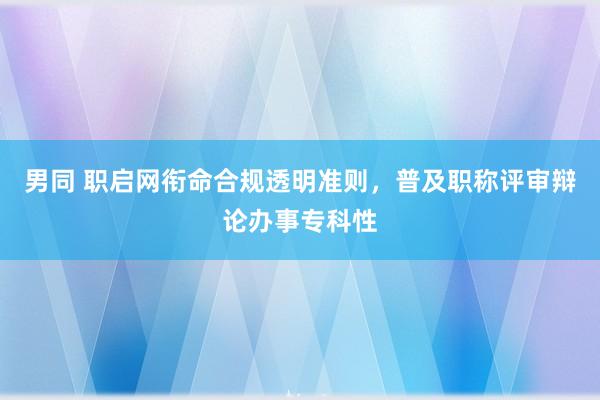 男同 职启网衔命合规透明准则，普及职称评审辩论办事专科性