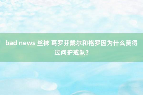 bad news 丝袜 葛罗芬戴尔和格罗因为什么莫得过问护戒队？