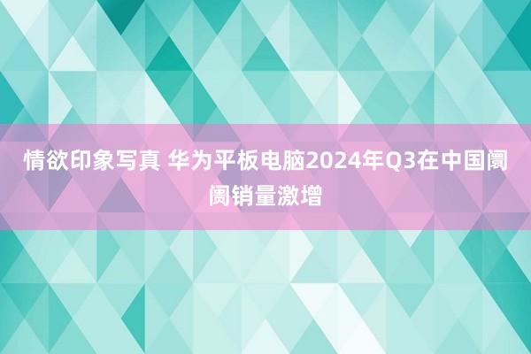 情欲印象写真 华为平板电脑2024年Q3在中国阛阓销量激增