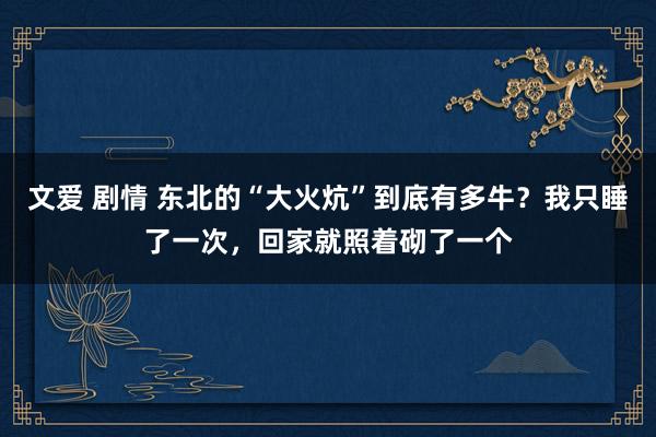 文爱 剧情 东北的“大火炕”到底有多牛？我只睡了一次，回家就照着砌了一个