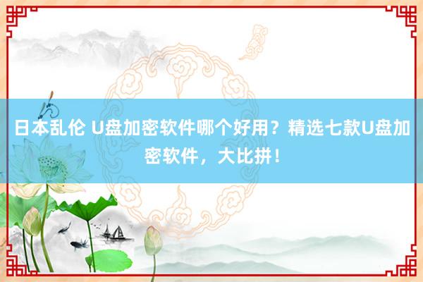 日本乱伦 U盘加密软件哪个好用？精选七款U盘加密软件，大比拼！