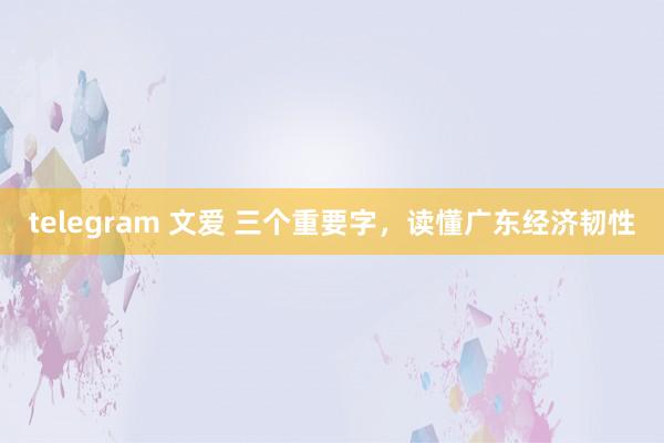 telegram 文爱 三个重要字，读懂广东经济韧性