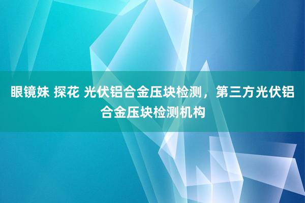 眼镜妹 探花 光伏铝合金压块检测，第三方光伏铝合金压块检测机构